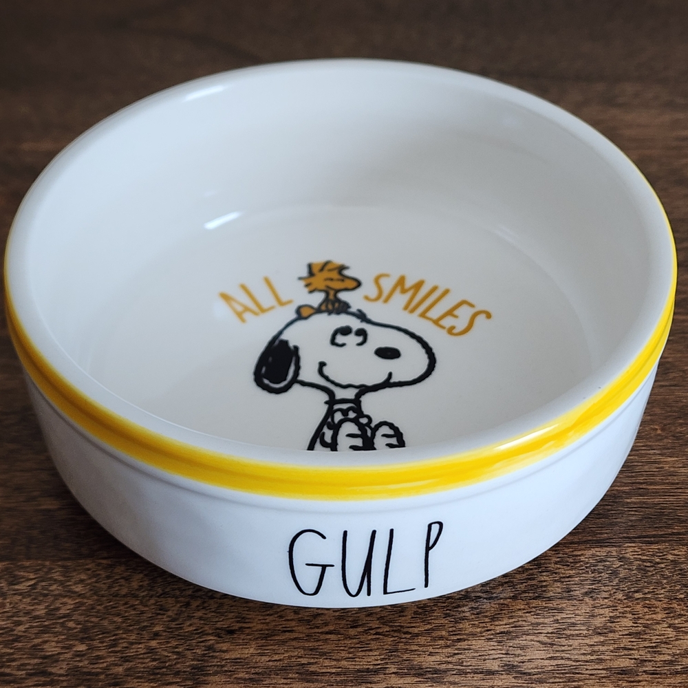 Snoopy Dog Bowl with Yellow Rim - Picture 4 of 5